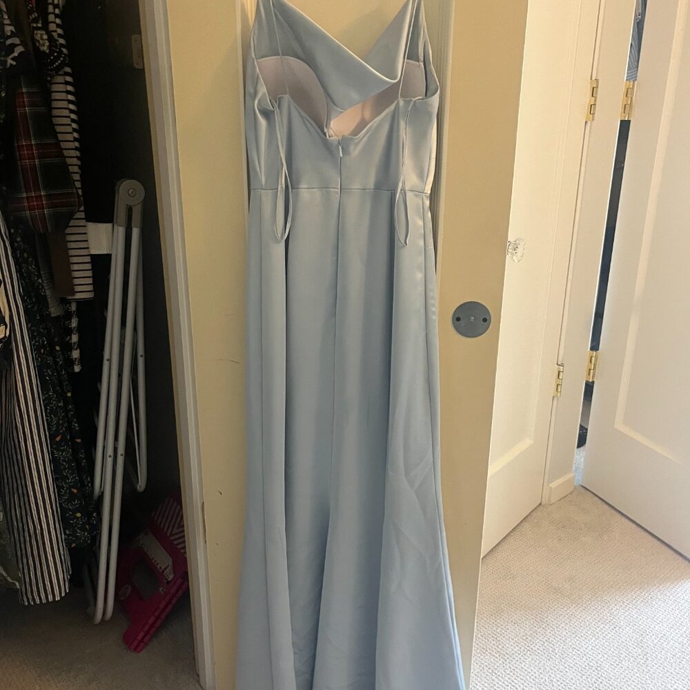 Amsale Chloe Fluid Satin Gown, Ice, Size 2 - Picture 5 of 6
